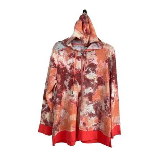 Logo Tops - Logo Sweater Women L Pink Hoodie Tie Dye Active Sporty Yoga Feminine Boho 80s